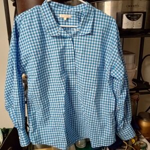 ANN MASHBURN Blue and White Gingham Button-Down